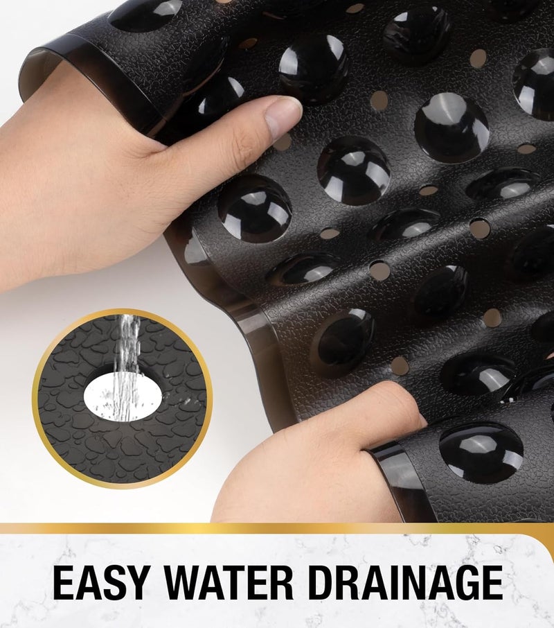 HITSLAM Shower Bathtub Mat Non Slip, 24"x 24" Bath Mat for Tub, Soft PVC Shower Mats for Inside Shower with Suction Cups and Center Drain Hole, Machine Washable Bathroom Floor Mat, Black - Image 4